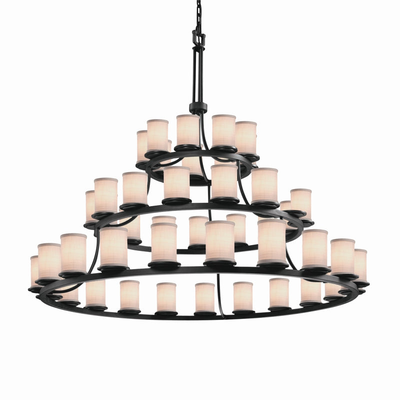 Justice Designs FAB-8714-10-WHTE-MBLK 45 Light Chandelier, Matte Black
