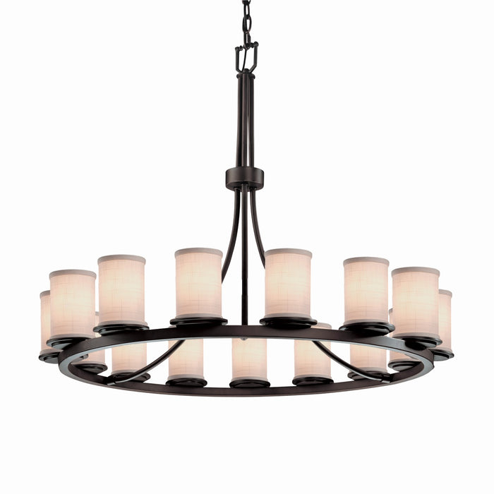 Justice Designs FAB-8715-10-WHTE-DBRZ 15 Light Chandelier, Dark Bronze