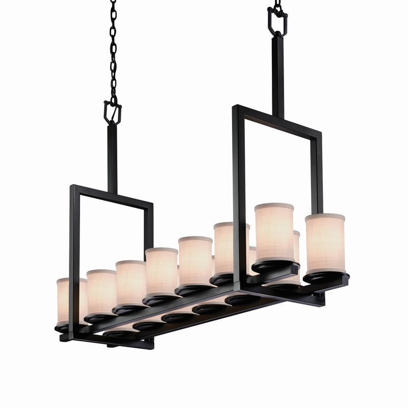 Justice Designs FAB-8764-10-WHTE-MBLK-LED14-9800 LED Chandelier, Matte Black