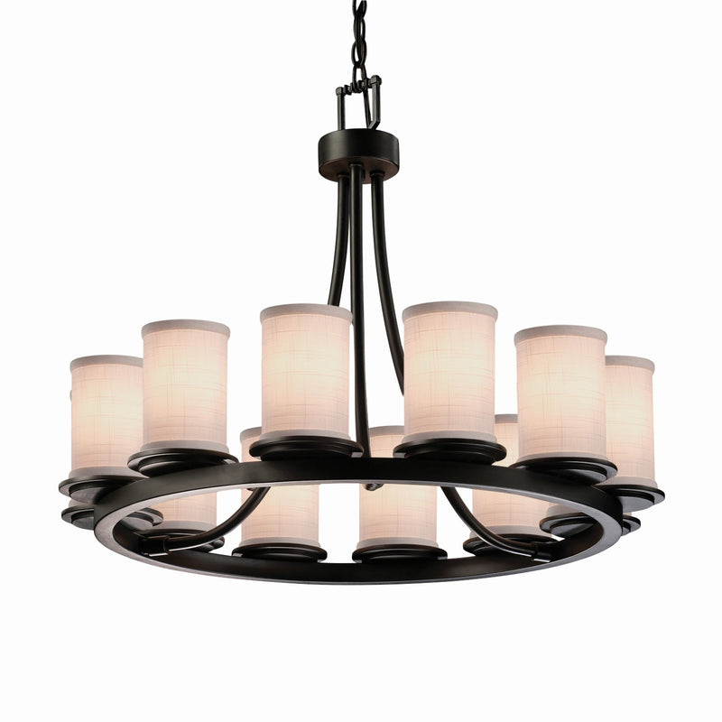 Justice Designs FAB-8768-10-WHTE-MBLK-LED12-8400 LED Chandelier, Matte Black