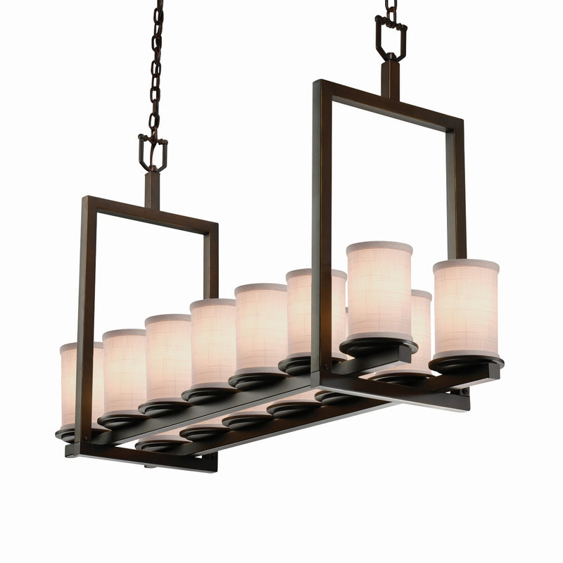 Justice Designs FAB-8769-10-WHTE-DBRZ 14 Light Chandelier, Dark Bronze