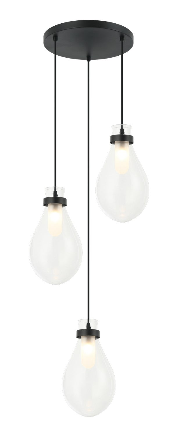 Matteo Lighting C31903MB Three Light Pendant, Matte Black