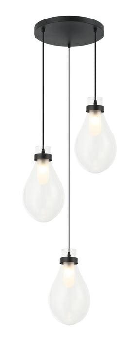 Matteo Lighting C31903MB Three Light Pendant, Matte Black