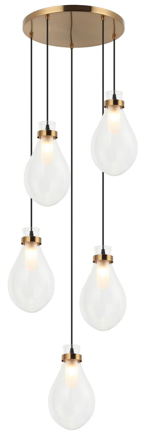 Matteo Lighting C31905AG Five Light Chandelier, Aged Gold Brass