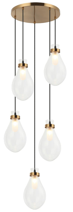 Matteo Lighting C31905AG Five Light Chandelier, Aged Gold Brass