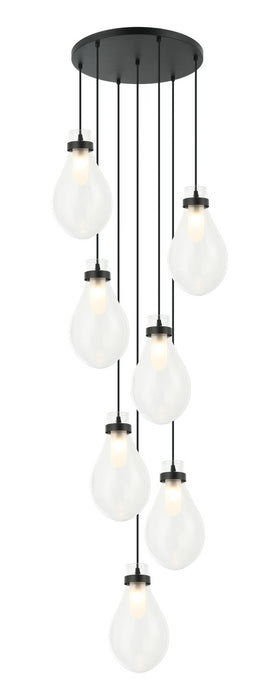 Matteo Lighting C31907MB Seven Light Pendant, Matte Black
