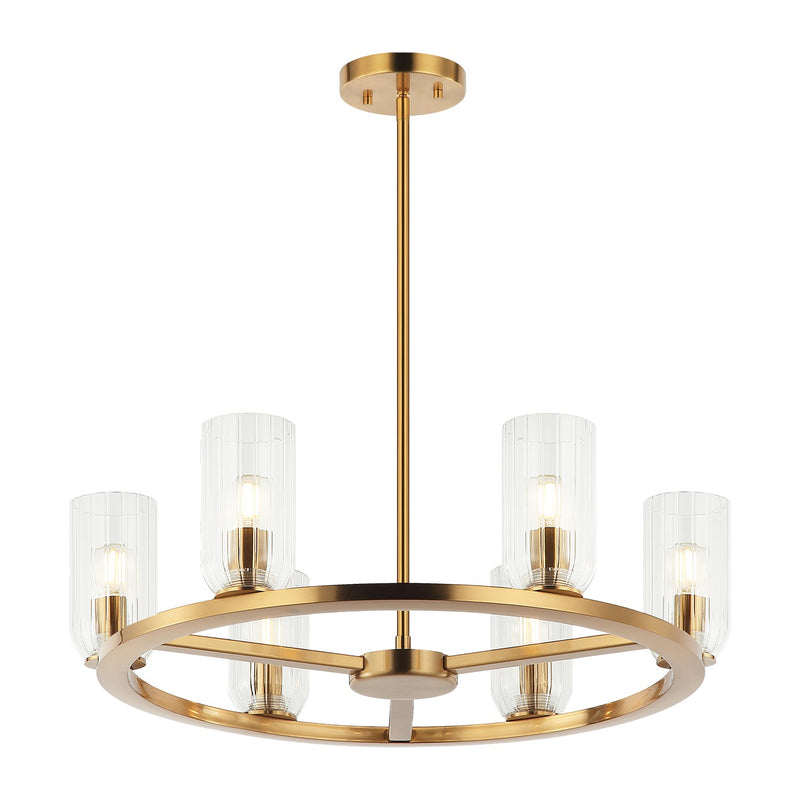 Matteo Lighting C34006AG Six Light Chandelier, Aged Gold Brass
