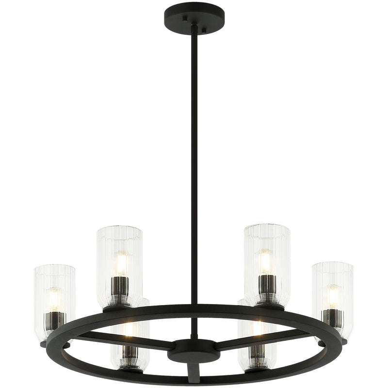 Matteo Lighting C34006MB Six Light Chandelier, Matte Black