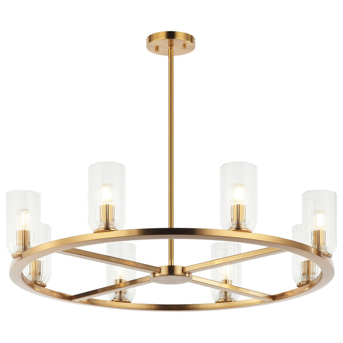 Matteo Lighting C34008AG Eight Light Chandelier, Aged Gold Brass