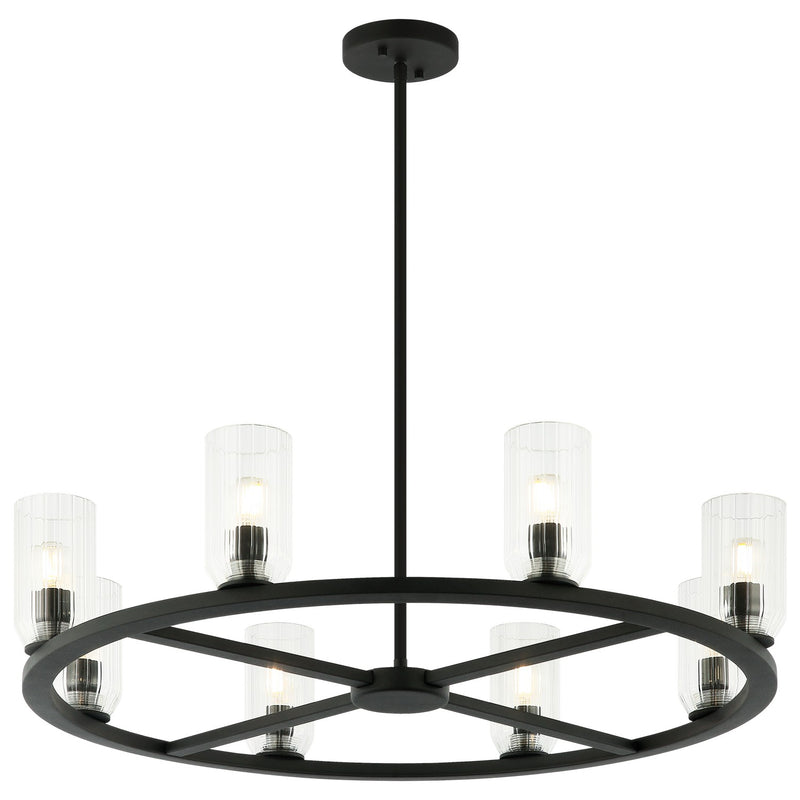 Matteo Lighting C34008MB Eight Light Chandelier, Matte Black