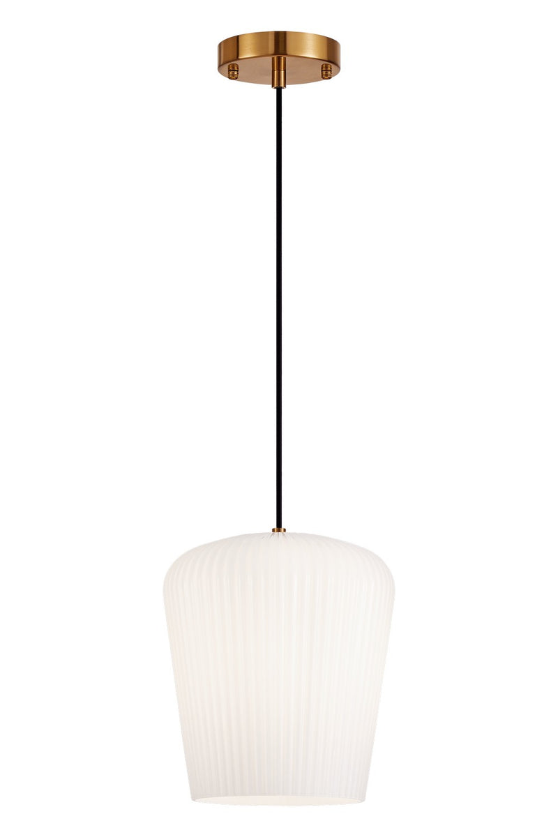Matteo Lighting C61001AGOP One Light Pendant, Aged Gold Brass