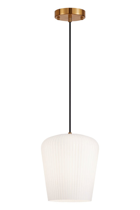 Matteo Lighting C61001AGOP One Light Pendant, Aged Gold Brass