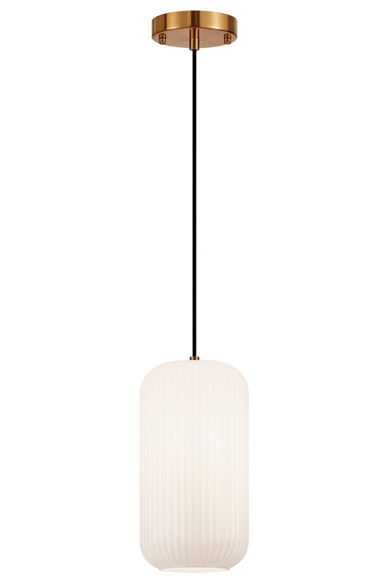 Matteo Lighting C61002AGOP One Light Pendant, Aged Gold Brass