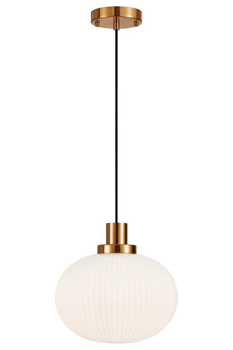 Matteo Lighting C61003AGOP One Light Pendant, Aged Gold Brass