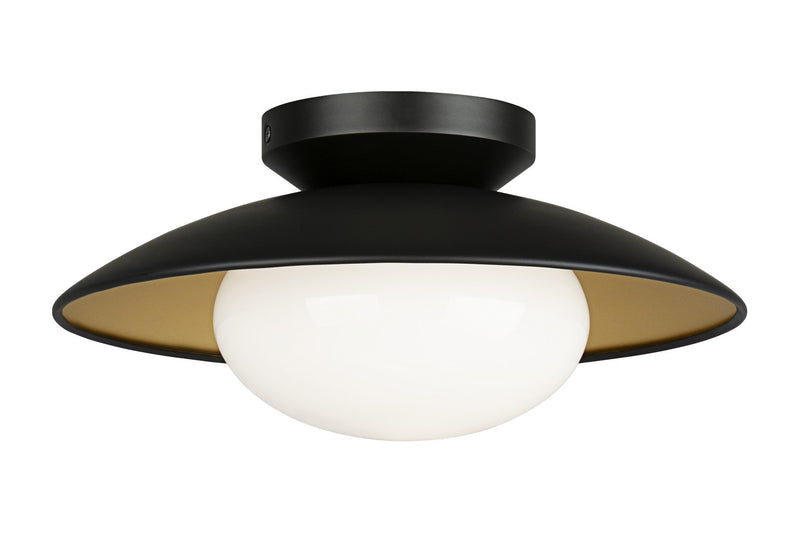 Matteo Lighting M13111BKOP One Light Ceiling Mount, Black
