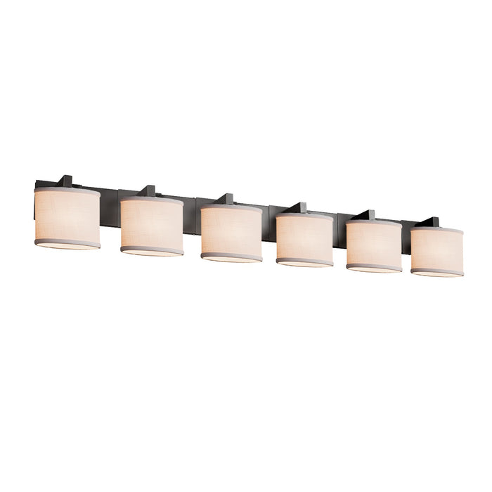 Justice Designs FAB-8926-30-WHTE-MBLK Six Light Bath Bar, Matte Black