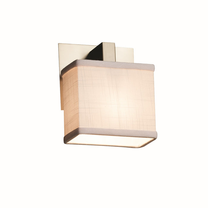 Justice Designs FAB-8931-55-WHTE-NCKL One Light Wall Sconce, Brushed Nickel