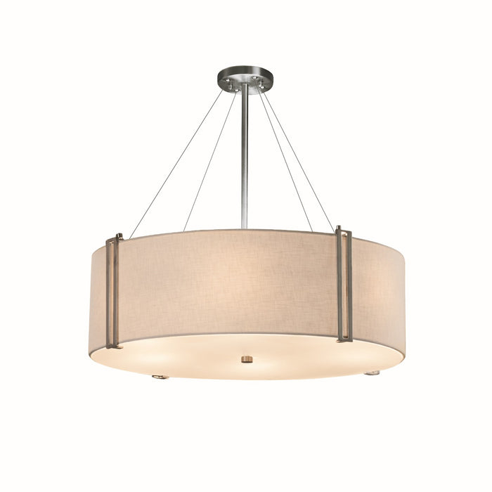 Justice Designs FAB-9514-WHTE-NCKL Eight Light Pendant, Brushed Nickel