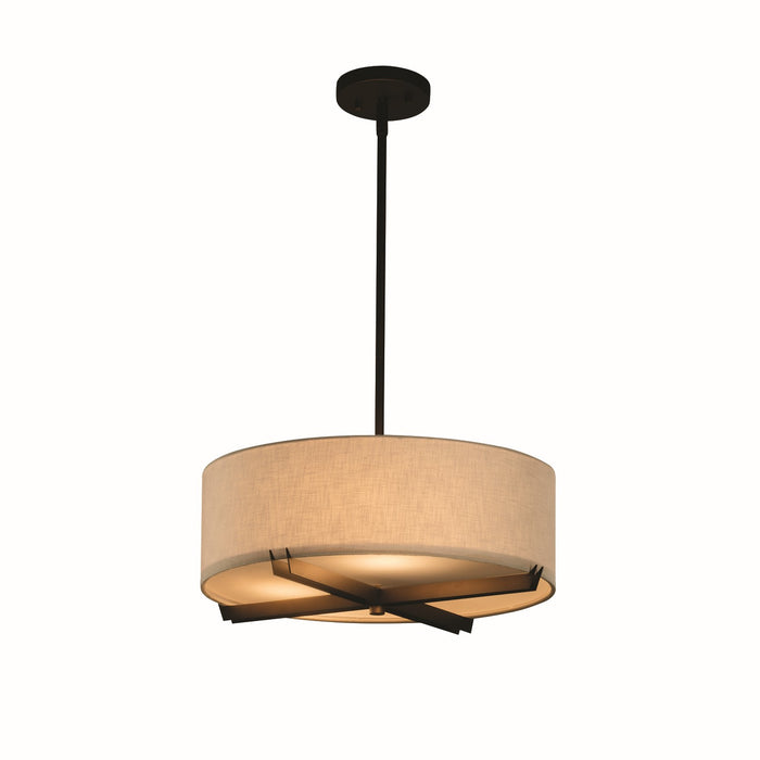Justice Designs FAB-9521-CREM-DBRZ Three Light Pendant, Dark Bronze
