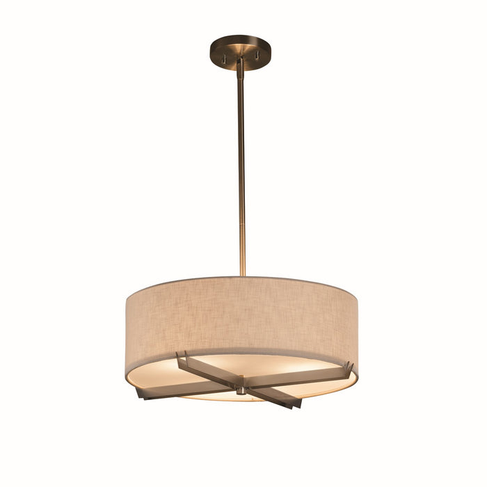 Justice Designs FAB-9521-WHTE-NCKL Three Light Pendant, Brushed Nickel