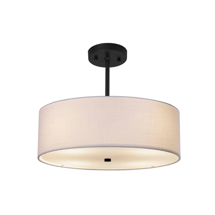 Justice Designs FAB-9591-WHTE-MBLK Three Light Pendant, Matte Black