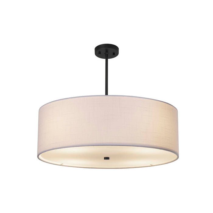 Justice Designs FAB-9592-WHTE-MBLK Six Light Pendant, Matte Black