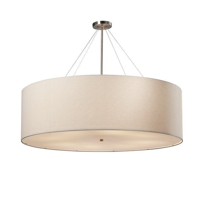 Justice Designs FAB-9599-WHTE-NCKL 12 Light Pendant, Brushed Nickel