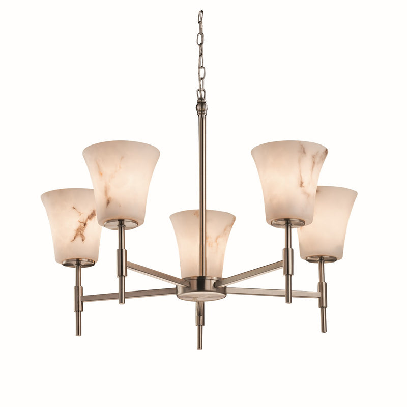 Justice Designs FAL-8410-20-NCKL Five Light Chandelier, Brushed Nickel
