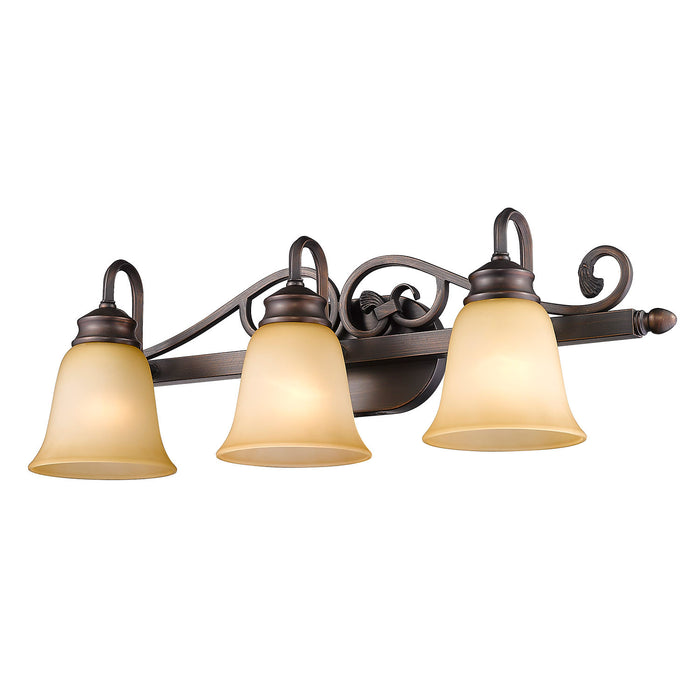 Golden 4074-3 RBZ Three Light Bath Vanity, Rubbed Bronze