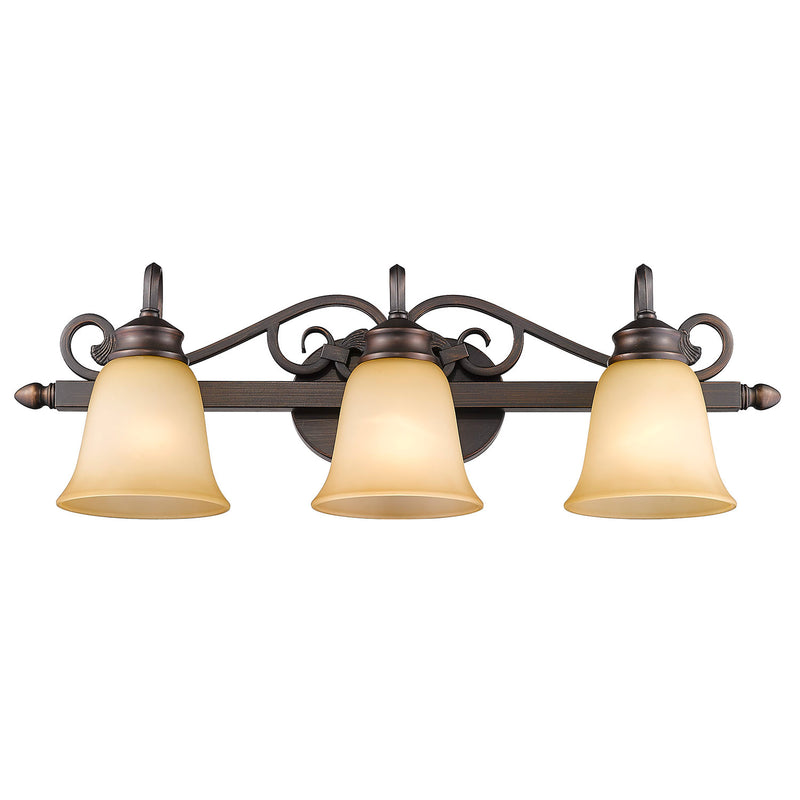 Golden 4074-3 RBZ Three Light Bath Vanity, Rubbed Bronze
