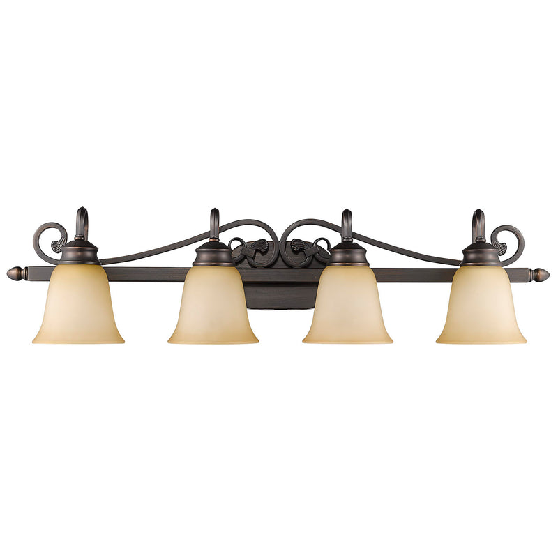 Golden 4074-4 RBZ Four Light Bath Vanity, Rubbed Bronze