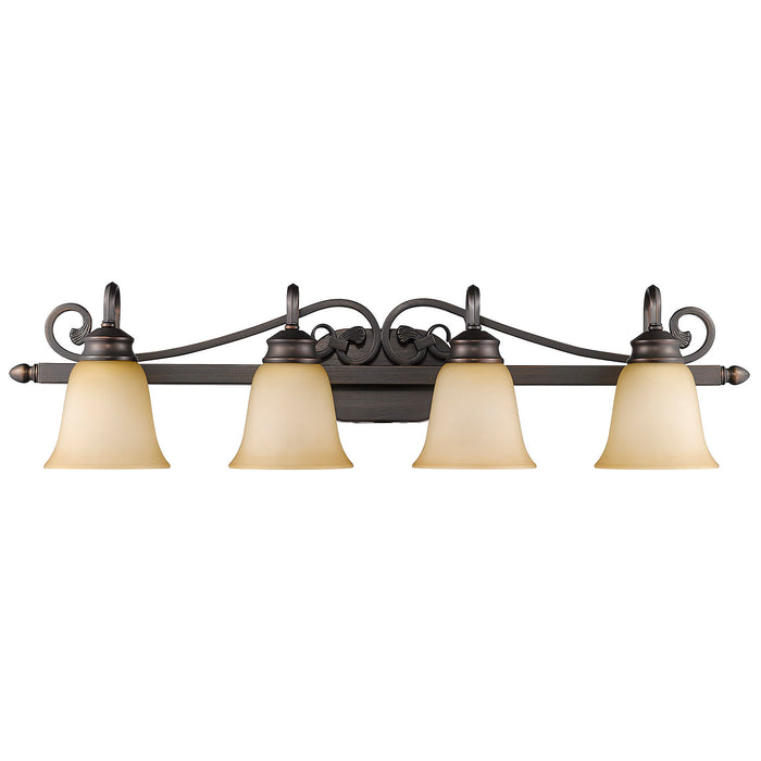 Golden 4074-4 RBZ Four Light Bath Vanity, Rubbed Bronze