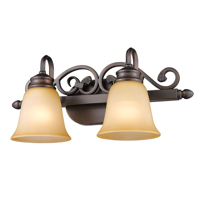 Golden 4074-2 RBZ Two Light Bath Vanity, Rubbed Bronze
