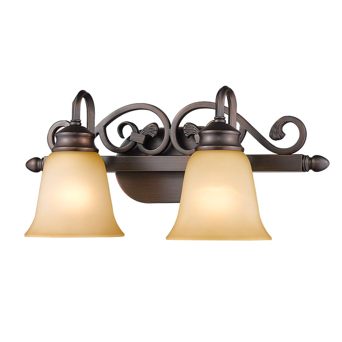 Golden 4074-2 RBZ Two Light Bath Vanity, Rubbed Bronze