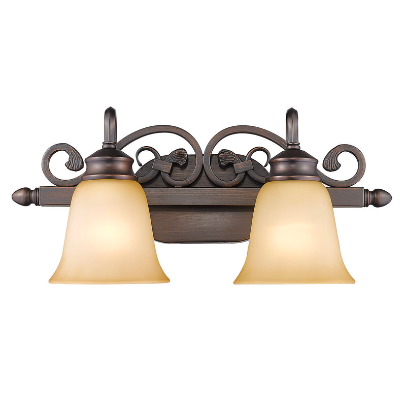Golden 4074-2 RBZ Two Light Bath Vanity, Rubbed Bronze