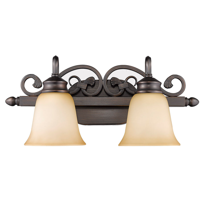 Golden 4074-2 RBZ Two Light Bath Vanity, Rubbed Bronze