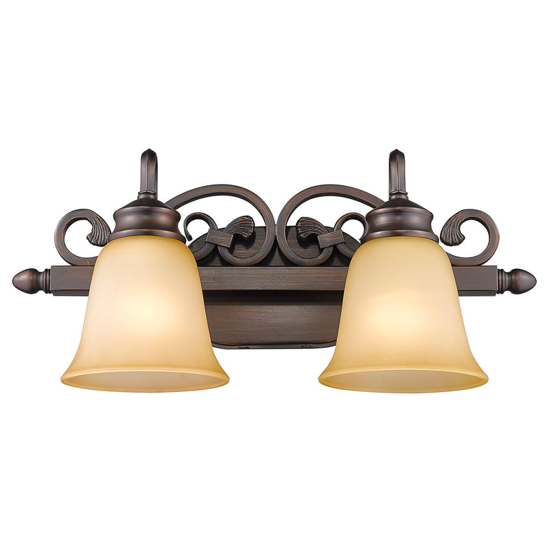 Golden 4074-2 RBZ Two Light Bath Vanity, Rubbed Bronze