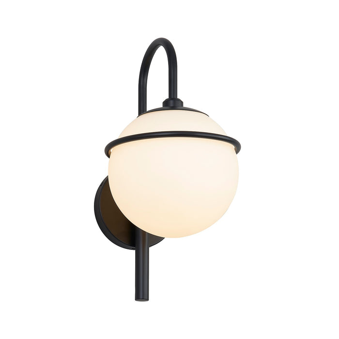 Justice Designs FSN-7112W-OPAL-MBLK One Light Outdoor Wall Sconce, Matte Black