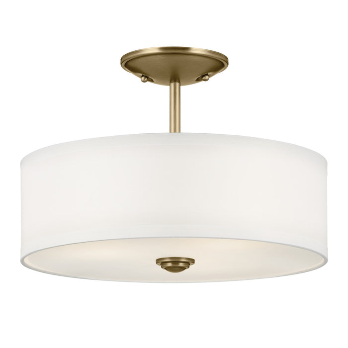 Kichler 43675NBR Three Light Semi Flush Mount, Natural Brass