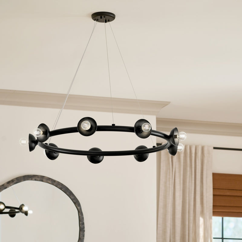 Kichler 52642BK Nine Light Chandelier, Black