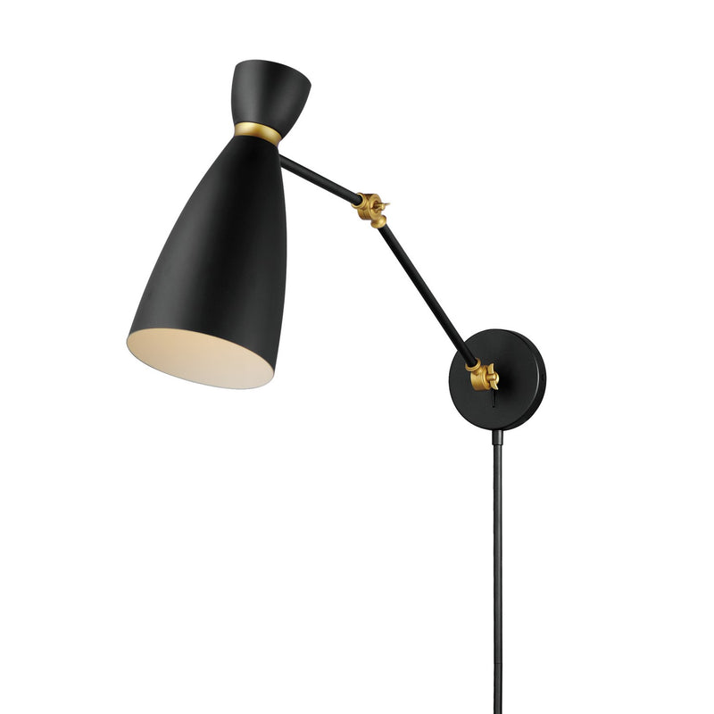 Maxim 11300BKSBR One Light Wall Sconce, Black / Satin Brass