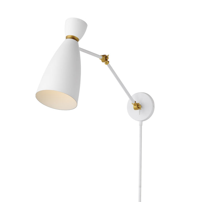 Maxim 11300WTSBR One Light Wall Sconce, White/Satin Brass