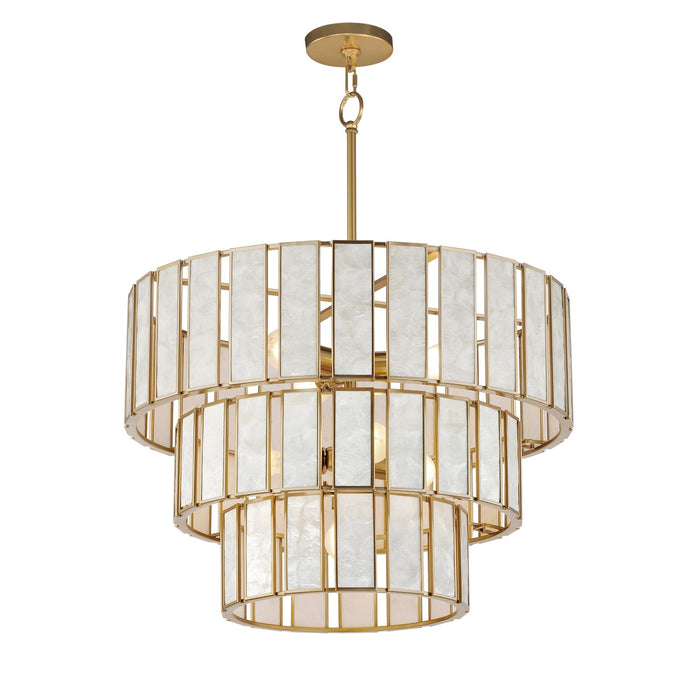 Maxim 12808CZNAB Seven Light Chandelier, Capiz / Natural Aged Brass