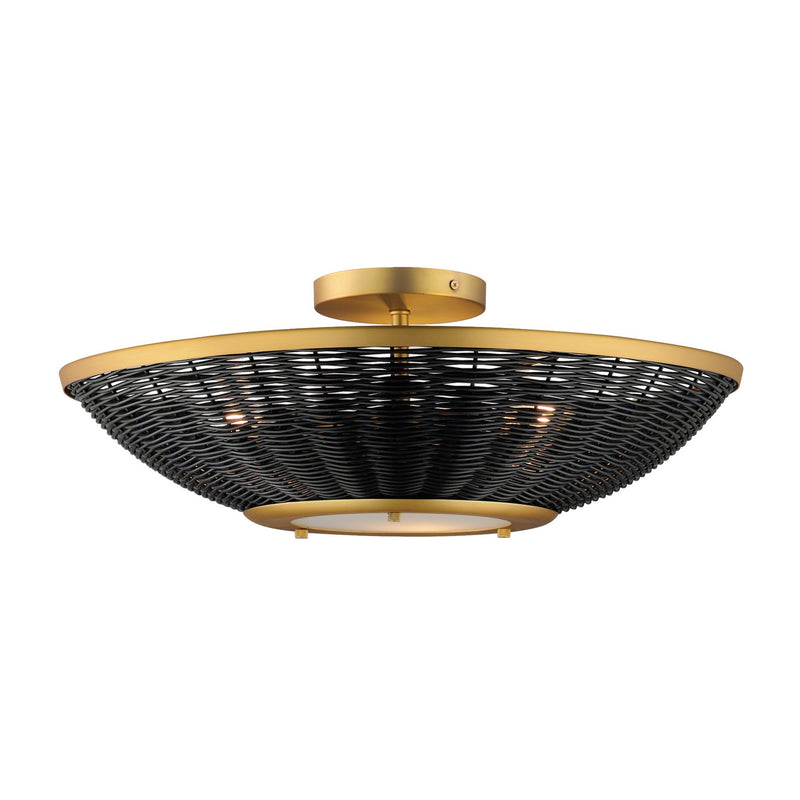 Maxim 14460BRNAB Three Light Wall Sconce/Semi Flush Mount, Natural Aged Brass