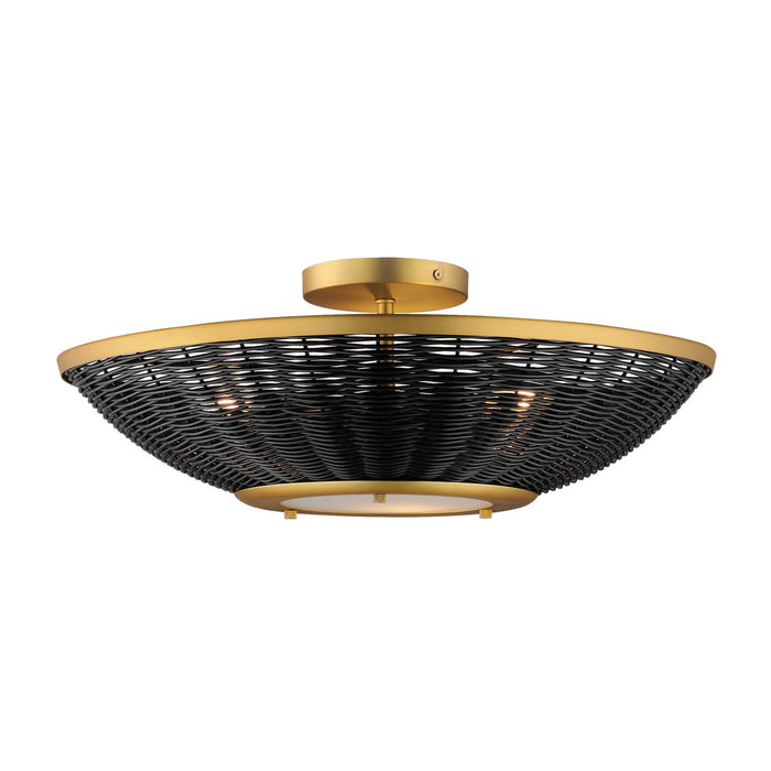 Maxim 14460BRNAB Three Light Wall Sconce/Semi Flush Mount, Natural Aged Brass