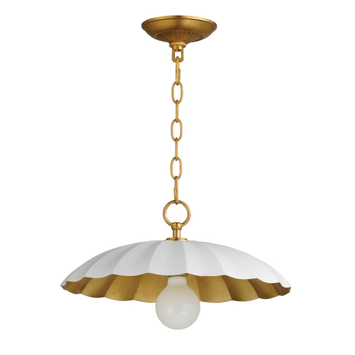 Maxim 18055MWGL One Light Pendant, Matte White / Gold Leaf