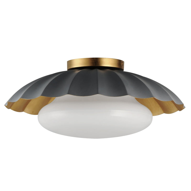 Maxim 18059DGGL One Light Flush Mount, Dark Grey / Gold Leaf