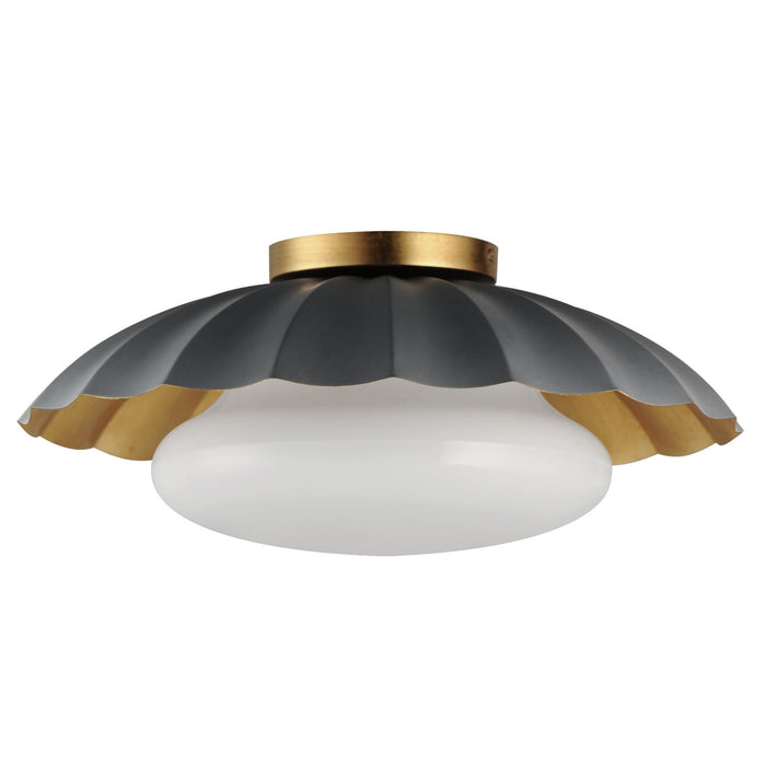Maxim 18059DGGL One Light Flush Mount, Dark Grey / Gold Leaf