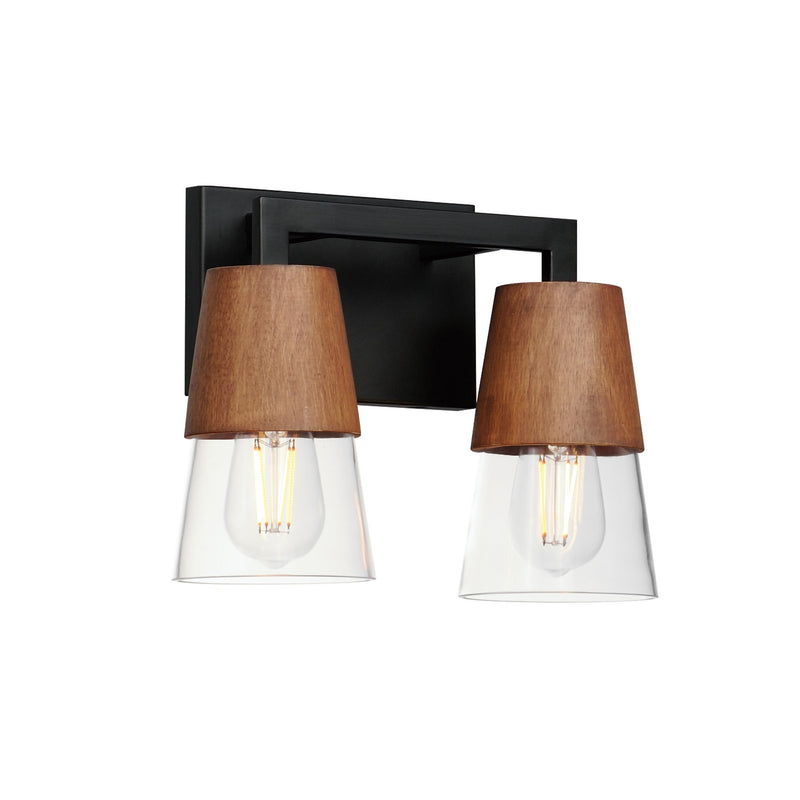 Maxim 21622CLWNBK Two Light Bath Vanity, Walnut / Black
