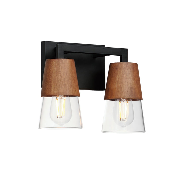 Maxim 21622CLWNBK Two Light Bath Vanity, Walnut / Black